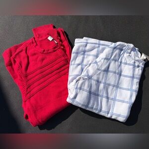 Christopher & Banks Red Sweater and White Cardigan Set